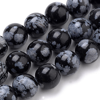 Natural Snowflake Obsidian Beads Strands, Round, 10mm, Hole: 1mm, about 37pcs/strand, 15.1 inch