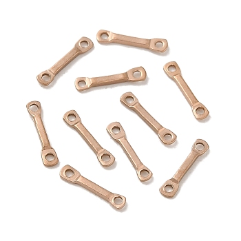 Ion Plating(IP) 304 Stainless Steel Links Connector Charms, Flat Bar, Rose Gold, 10x2x1mm, Hole: 1mm