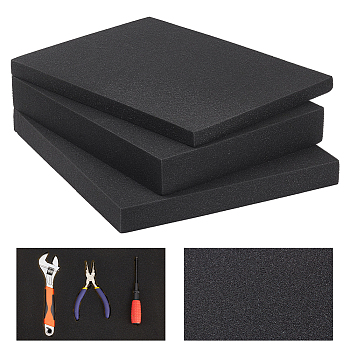 6Sheets 3 Styles Sponge Mat, Craft Sheets, for Protective Furniture Glass, Rectangle, Black, 40x30x.5~5cm, 2sheets/style