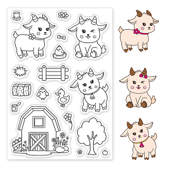 PVC Plastic Stamps, for DIY Scrapbooking, Photo Album Decorative, Cards Making, Stamp Sheets, Goat Pattern, 16x11x0.3cm