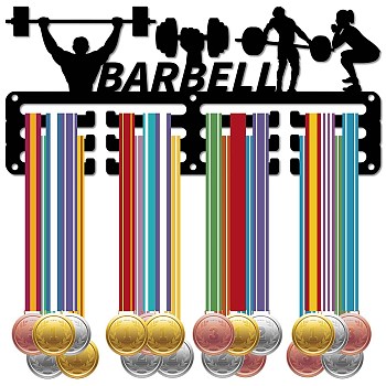 Sports Theme Iron Medal Hanger Holder Display Wall Rack, 3-Line, with Screws, Sports, 130x290mm, Hole: 5mm