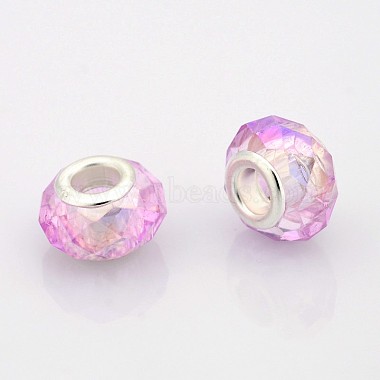 14mm PearlPink Rondelle Glass + Brass Core Beads