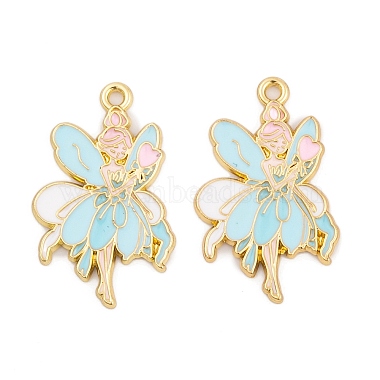 Golden Light Sky Blue Angel & Fairy Alloy+Enamel Pendants