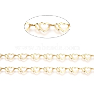 3.28 Feet Brass Handmade Link Chains, for Craft Jewelry Making, Long-Lasting Plated, Unwelded, Heart, Real 18K Gold Plated, 6x12x0.5mm(X-CHC-G006-06G)