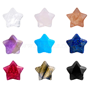 9pcs 9 style Natural Mixed Gemstone Charms, Star, Faceted, 13~13.5x14~14.5x6~6.5mm, Hole: 0.8mm, 1pc/style(G-BC0001-18)