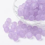 Transparent Acrylic Beads, Round, Frosted, Lilac, 8mm, Hole: 1.5mm, about 1820pcs/500g(PL582-C78)
