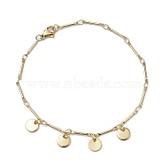 304 Stainless Steel Disc Charm Bracelets, Brass Bar Link Chain Bracelets for Women, Golden, 8-1/4 inch(21cm)(BJEW-JB10560)