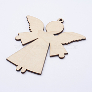 Undyed Wood Blank Tag Big Pendants, Angel, Antique White, 104x89x3mm, Hole: 4mm(X-WOOD-P010-02A)