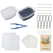 2 Colors Fuse Beads Kit, with Square ABC Plastic Pegboards, Ironing Paper, Plastic Tweezers, Iron Ball Chains & Jump Rings and Nylon Mobile Straps, Mixed Color, 5x5mm, Hole: 3mm, about 1040pcs(DIY-X0295-02E-5mm)
