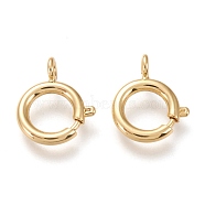 Brass Spring Ring Clasps, Long-Lasting Plated, Real 18K Gold Plated, 16.5x13.5x2~4.5mm, Hole: 2.4mm(KK-F820-39G)