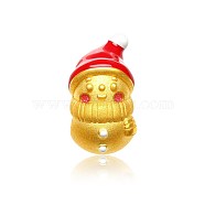 Brass Beads for Jewelry Making, for Christmas, Snowman, Red, Golden, 18x10.5x8.5mm, Hole: 4mm(KK-BB64016-B)