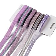 18 Yards 6 Styles Polyester Ribbon, for DIY Handmade Craft, Hair Bowknots and Gift Decoration, Purple Color Palette, Medium Purple, 3/8~1/2 inch(10~12mm), about 3 yards/style(SRIB-C001-I02)