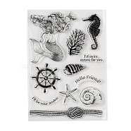 Plastic Stamps, for DIY Scrapbooking, Photo Album Decorative, Cards Making, Stamp Sheets, Ocean Themed Pattern, 150x105~110x3mm(DIY-F053-10C)