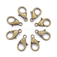 Zinc Alloy Lobster Claw Clasps, Parrot Trigger Clasps, Cadmium Free & Nickel Free & Lead Free, Antique Bronze, 14x8mm, Hole: 1.8mm(E105-NFAB)