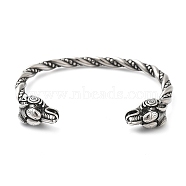 Viking 304 Stainless Steel Open Cuff Bangles for Men, Sheep, Antique Silver, 1/2 inch(1.35cm), Inner Diameter: 2-3/4 inch(7.05cm)(BJEW-U001-07K-AS)