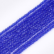 Synthetic Quartz Crystal Beads Strands, Dyed, Faceted, Star Cut Round Beads, Blue, 2mm, Hole: 0.5mm, about 215pcs/strand, 14.7 inch(G-T119-05C)