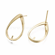 Brass Stud Earring Findings, for Half Drilled Bead, Nickel Free, Teardrop, Real 18K Gold Plated, 17x11.5mm, Pin: 0.7mm, Pin: 0.7mm(for Half Drilled Bead)(KK-T056-134G-NF)