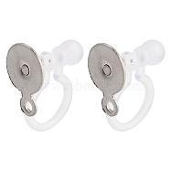 Non-Tarnish 304 Stainless Steel Clip-on Earrings Findings, Stainless Steel Color, 13x6mm, Hole: 1mm(STAS-B072-14P)