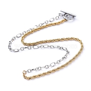 304 Stainless Steel Chain Necklaces, with Rope Chains, Figaro Chains and Toggle Clasps, Golden & Stainless Steel Color, 15.7 inch(40cm)(NJEW-JN02832)