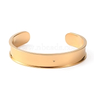 Ion Plating(IP) Stainless Steel Grooved Bangles, Cuff Bangle, for Gemstone, Leather Inlay Bangle Making, Real 18K Gold Plated, 1.2cm, Inner Diameter: 2x2-3/8 inch(5x6cm)(DIY-WH0304-370G)
