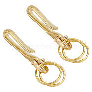 2 Sets Brass Keychain Clasp Findings, Golden, 56.5x15.8x7mm(KK-HY0003-76)