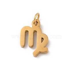 304 Stainless Steel Charms, with Jump Ring, Golden, Constellation Charm, Virgo, 12x9x1.5mm, Hole: 3mm(STAS-R001-04G-06)