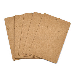 Rectangle Kraft Paper One Pair Earring Display Cards with Hanging Hole, Jewelry Display Card for Pendants and Earrings Storage, BurlyWood, 9x6x0.06cm, Hole: 6mm and 1.6mm(CDIS-YWC0001-02)