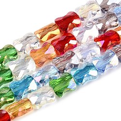 Transparent Glass Beads Strands, Faceted, Bone Shape, Colorful, 7.5~8x6x4mm, Hole: 1mm, about 56pcs/strand, 17.13''(43.5cm)(GLAA-T023-A19-01)