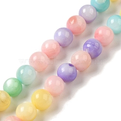 Rainbow Color Dyed Natural Freshwater Shell Beads Strands, Mixed Color, Round, 5mm, Hole: 0.5mm, about 75pcs/strand, 14.96 inch(38cm)(SHEL-G018-02F)