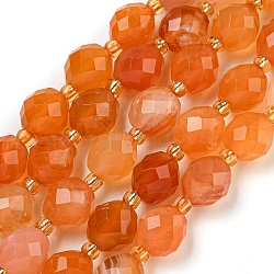 Natural Orange Botswana Agate Beads Strands, Faceted, Oval, with Seed Beads, 8~9x6~8mm, Hole: 1~1.2mm, about 17~19pcs/strand, 7.09~7.87 inch(18~20cm)(G-N342-45)