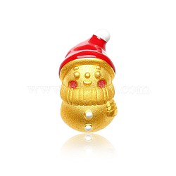 Brass Beads for Jewelry Making, for Christmas, Snowman, Red, Golden, 18x10.5x8.5mm, Hole: 4mm(KK-BB64016-B)