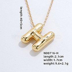 Stainless Steel Party Balloon Letter Pendant Cable Chain Necklaces for Women, Golden, Letter H, 15.75 inch(40cm)(YF1942-8)