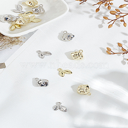 16Pcs 4 Styles Rack Plating Alloy Pendants, Cadmium Free & Lead Free, Rose & Leaf Charms, Mixed Color, 11.5~15.5x11~13x2~9mm, Hole: 1.8mm, 4pcs/style(FIND-LP0005-54)