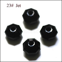 Imitation Austrian Crystal Beads, Grade AAA, Faceted, Octagon, Black, 6x4mm, Hole: 0.7~0.9mm(SWAR-F083-4x6mm-23)
