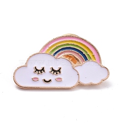 Creative Zinc Alloy Brooches, Enamel Lapel Pin, with Enamel and Iron Butterfly Clutches or Rubber Clutches, Rainbow, Golden, Colorful, 17.5x33mm, Pin: 1mm(JEWB-Q031-076)