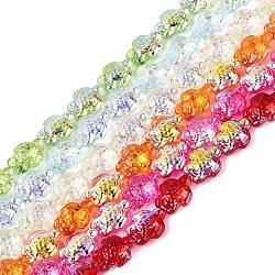 Electroplate Transparent Glass Beads Strands, Turtle, AB Color Plated, Half Plated, Dyed & Hearted, Mixed Color, 17.5~18.5x13.5~14x8~8.5mm, Hole: 1~1.2mm, about 40~45pcs/strand, 26.77~30.12 inch(68~76.5cm)(EGLA-N055-04A)