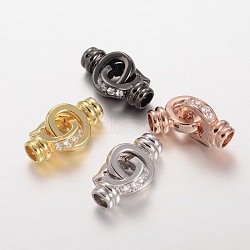 Brass Micro Pave Cubic Zirconia Interlocking Clasps, Cadmium Free & Lead Free, Mixed Color, 23x11x6mm, Hole: 4mm(ZIRC-O018-05-RS)