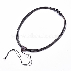 Adjustable Waxed Cord Necklace Making, with Obsidian Beads and Imitation Leather, Brown, 19.8 inch(50.5cm)(MAK-L027-B01)