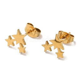 PVD Vacuum Plating 304 Stainless Steel Stud Earrings, Star, Golden, 8.5x9.5mm(EJEW-Z040-44G)