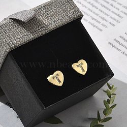 Rack Plating Brass Micro Pave Clear Cubic Zirconia Stud Earrings, Heart, Letter T, 8.5x9.5mm(EJEW-K299-01G-T)