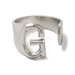 Non-Tarnish 201 Stainless Steel Finger Rings, Letter G, Inner Diameter: 18mm(RJEW-H223-04P-G)