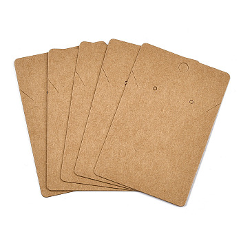 Rectangle Kraft Paper One Pair Earring Display Cards with Hanging Hole, Jewelry Display Card for Pendants and Earrings Storage, BurlyWood, 9x6x0.06cm, Hole: 6mm and 1.6mm