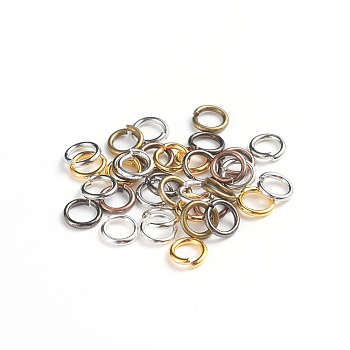Brass Jump Rings, Open Jump Rings, Mixed Color, 18 Gauge, 6x1mm, Inner Diameter: 4mm, 500g