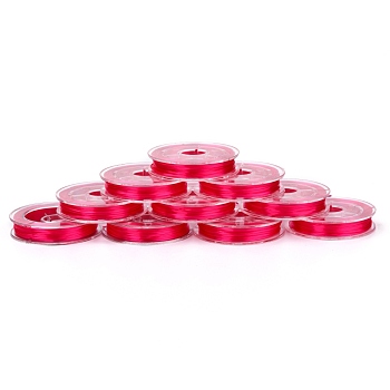 Flat Japanese Crystal Elastic Stretch Thread, for Bracelets Gemstone Jewelry Making Beading Craft, Deep Pink, 0.38mm, about 10.93 yards(10m)/roll