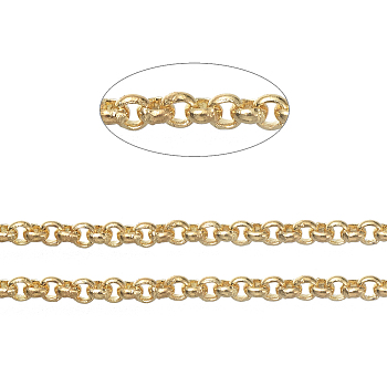 Brass Rolo Chains, Belcher Chains, Soldered, Long-Lasting Plated, with Spool, Cadmium Free & Nickel Free & Lead Free, Golden, 1.5x0.6mm, about 92m/roll