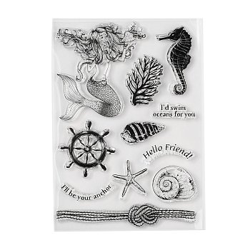 Plastic Stamps, for DIY Scrapbooking, Photo Album Decorative, Cards Making, Stamp Sheets, Ocean Themed Pattern, 150x105~110x3mm