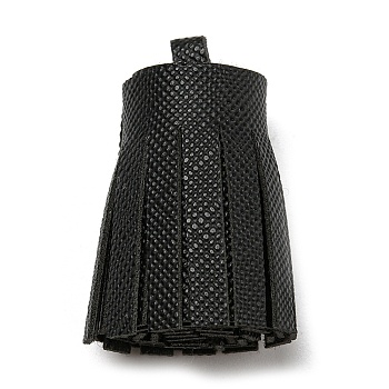 Imitation Leather Tassel Pendant Decorations, Black, 36x20~25mm, Hole: 6x5.4mm