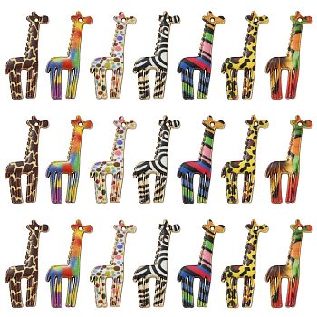 35Pcs 7 Styles Alloy Pendants, Cadmium Free & Nickel Free & Lead Free, Giraffe, Mixed Color, 33x17x1.5mm, Hole: 1.2mm, 5pcs/style
