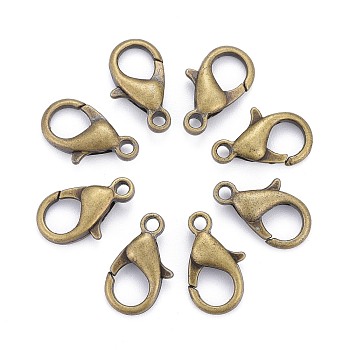 Zinc Alloy Lobster Claw Clasps, Parrot Trigger Clasps, Cadmium Free & Nickel Free & Lead Free, Antique Bronze, 14x8mm, Hole: 1.8mm