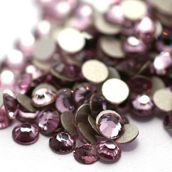 Glass Flat Back Rhinestone, Grade A, Back Plated, Faceted, Half Round, Light Amethyst, SS10, 2.7~2.8mm, 1440pcs/bag